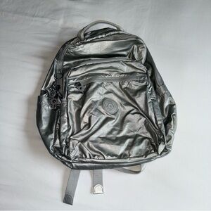 Kipling, Silver, Seoul Large Metallic 15" Laptop Backpack
